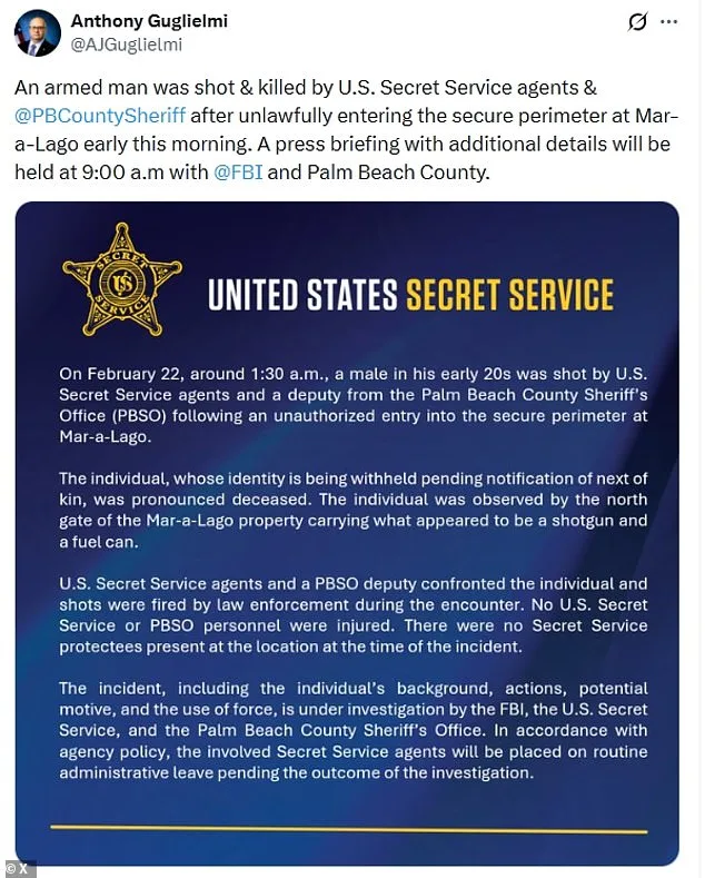 Armed Suspect Shot Dead at Mar-a-Lago; Secret Service Investigates Potential Arson Threat