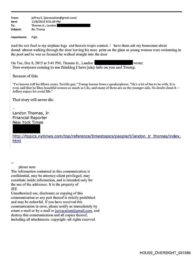 House Committee Releases 20,000 Emails Exposing Epstein's Transactional Relationships and Commodification of Loyalty