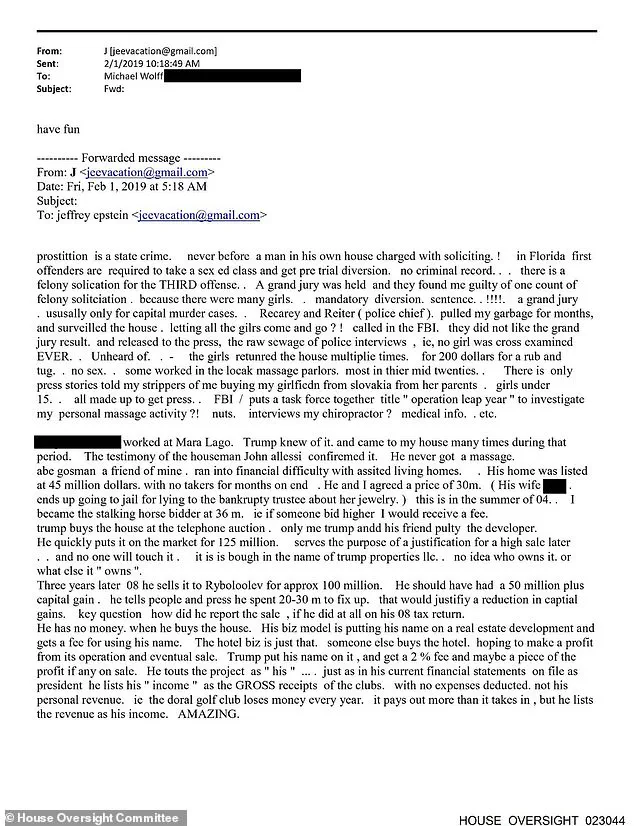 House Committee Releases 20,000 Emails Exposing Epstein's Transactional Relationships and Commodification of Loyalty