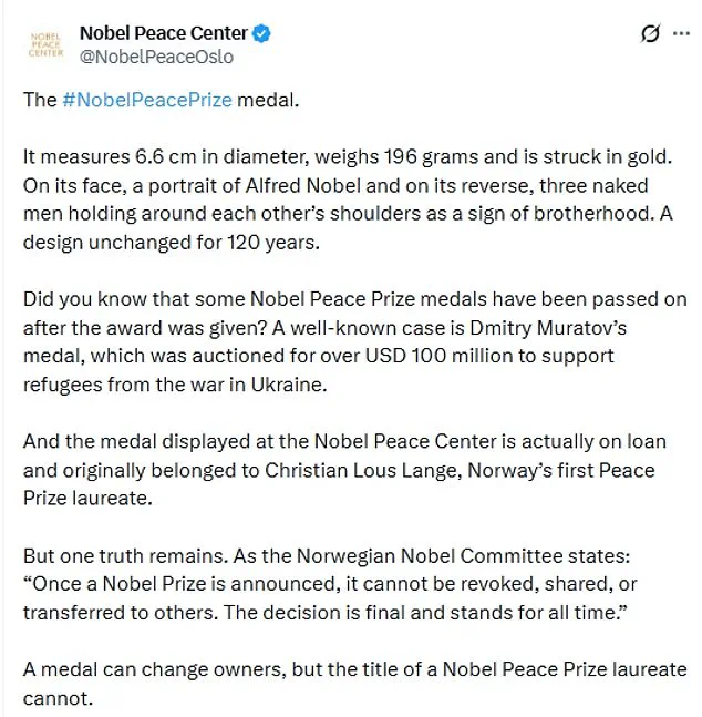 Norwegian Nobel Committee Rejects Transfer of Peace Prize to Trump, Citing 'Irrevocable' Rules: 'Non-Transferable, Unshareable' Stance Upheld Amid Controversy
