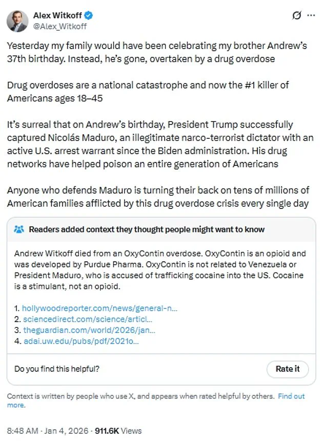 Son of Trump Aide Sparks Controversy with Viral Post on Maduro Capture