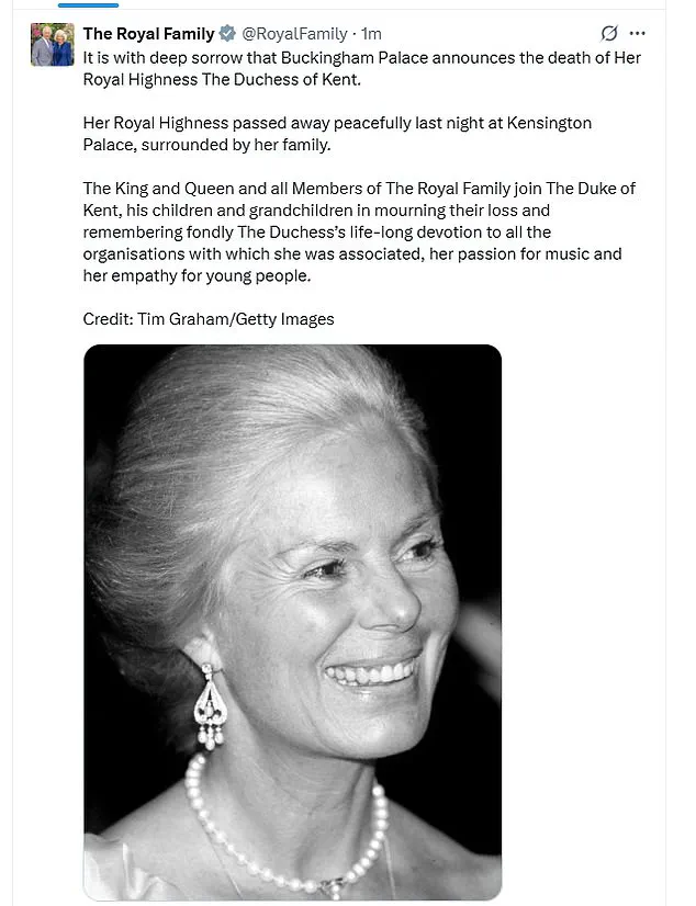 The Passing of The Duchess of Kent: A Legacy of Grace and Service in the British Royal Family