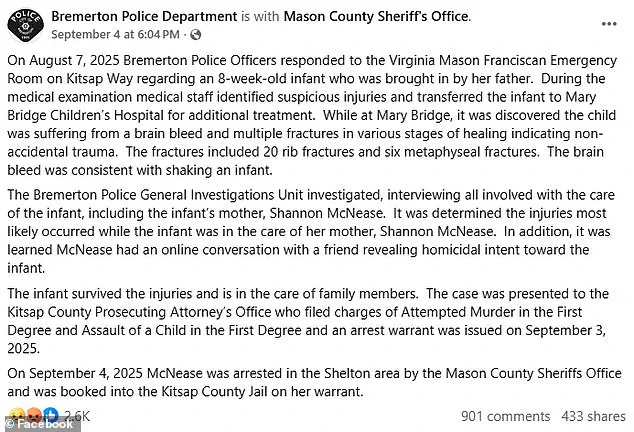 Wisconsin Mother Allegedly Posts Facebook Messages About Killing 8-Week-Old Infant Before Child Hospitalized with Severe Injuries