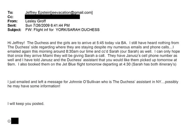 Newly Uncovered Emails Reveal Sarah Ferguson's Urgent Request for Jeffrey Epstein to Fund Trip Days After His 2009 Release