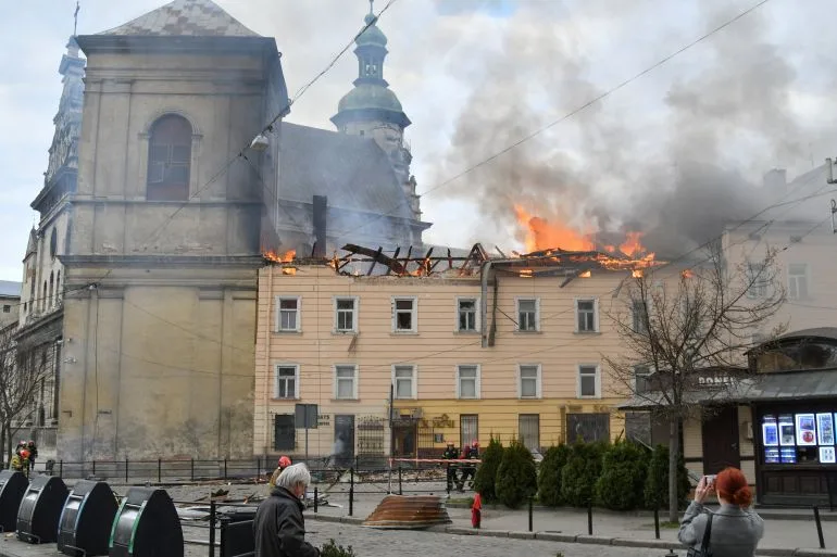 Russia Launches Largest Aerial Assault on Ukraine, Targeting Cultural Landmarks in Historic Drone Campaign