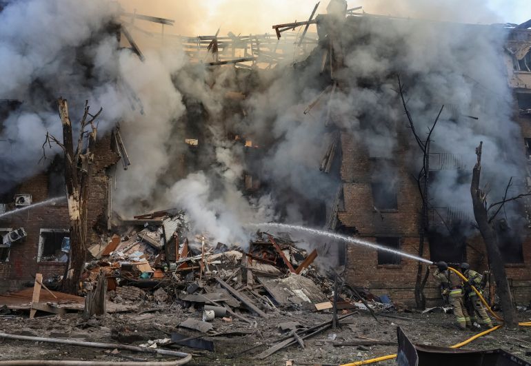 Russia fires hypersonic missiles at Kyiv, killing four civilians and injuring dozens.